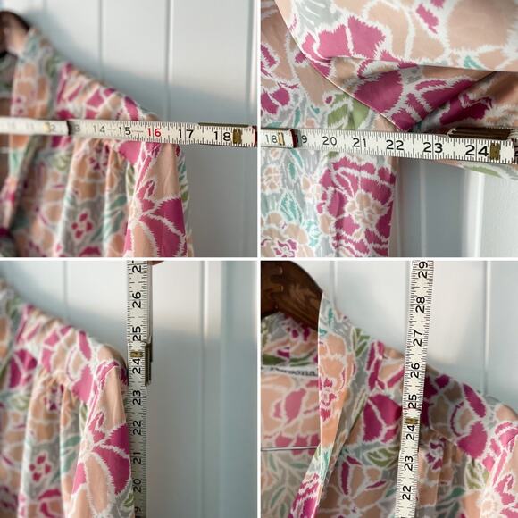 Vintage sheer floral secretary blouse sailor knot/p---y bow 🎀 size XL 16 - Picture 10 of 12